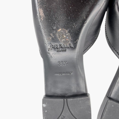 Prada Pointed Bow Mule Flats Black Size 38.5