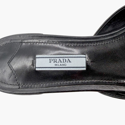 Prada Pointed Bow Mule Flats Black Size 38.5