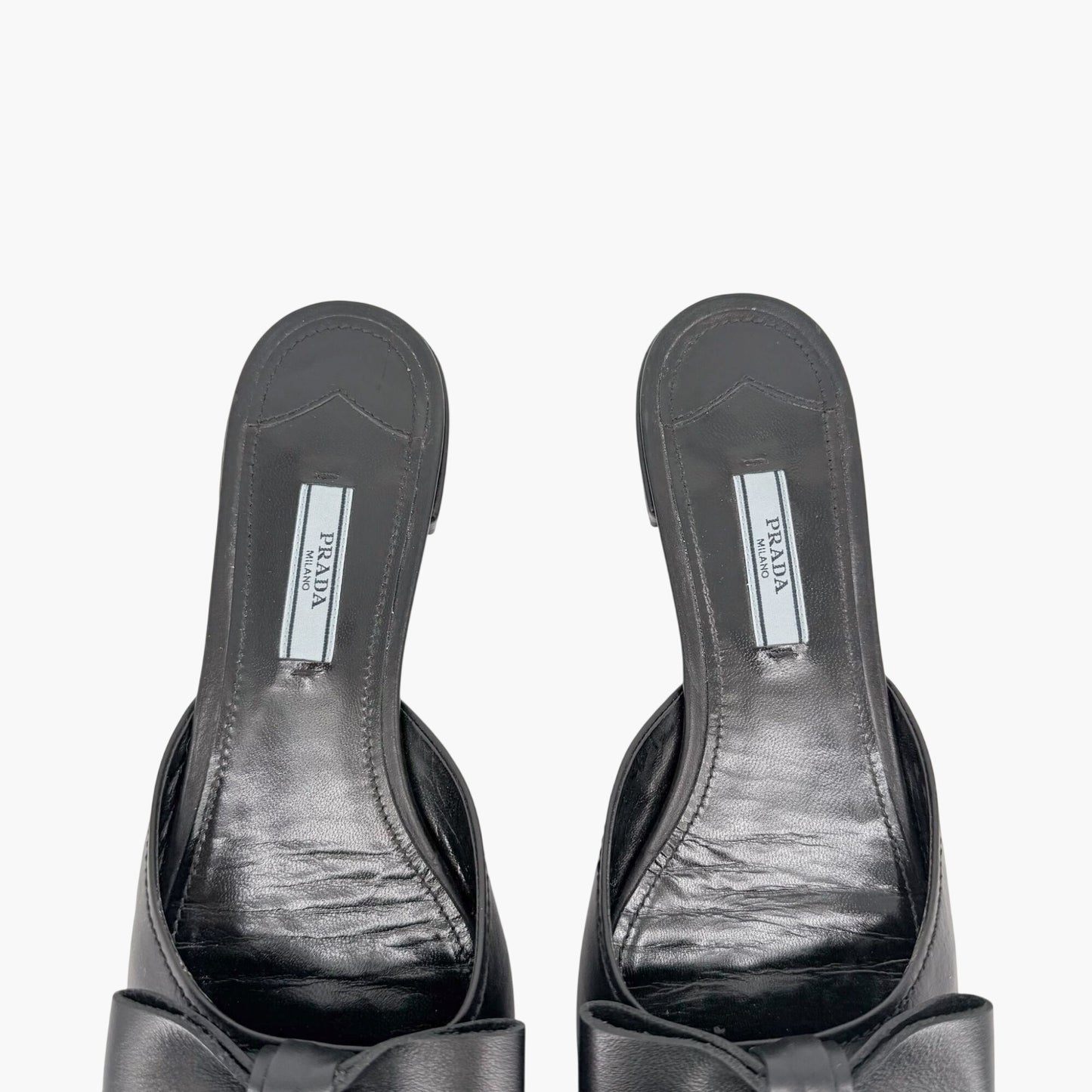Prada Pointed Bow Mule Flats Black Size 38.5