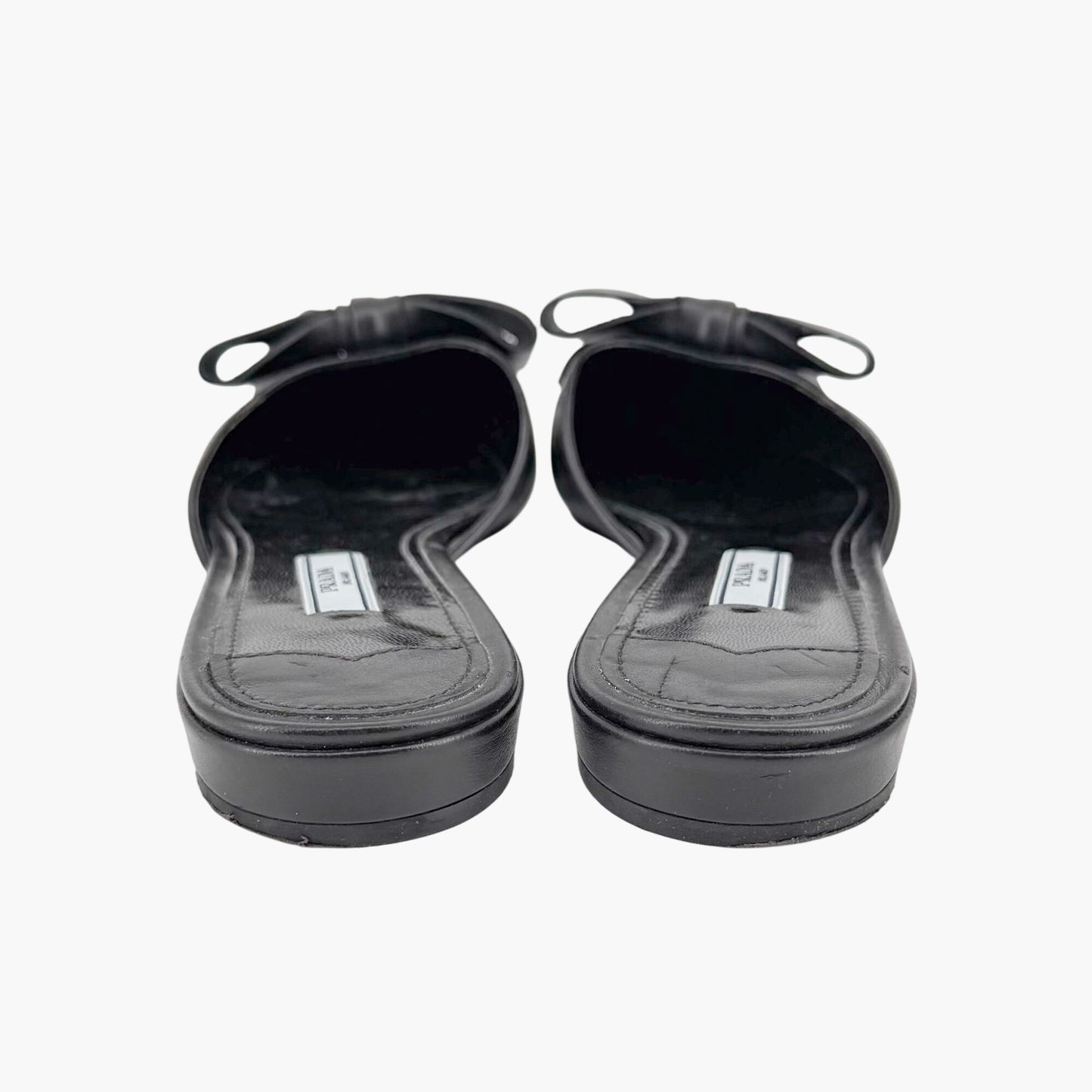 Prada Pointed Bow Mule Flats Black Size 38.5