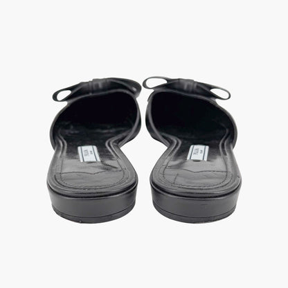 Prada Pointed Bow Mule Flats Black Size 38.5