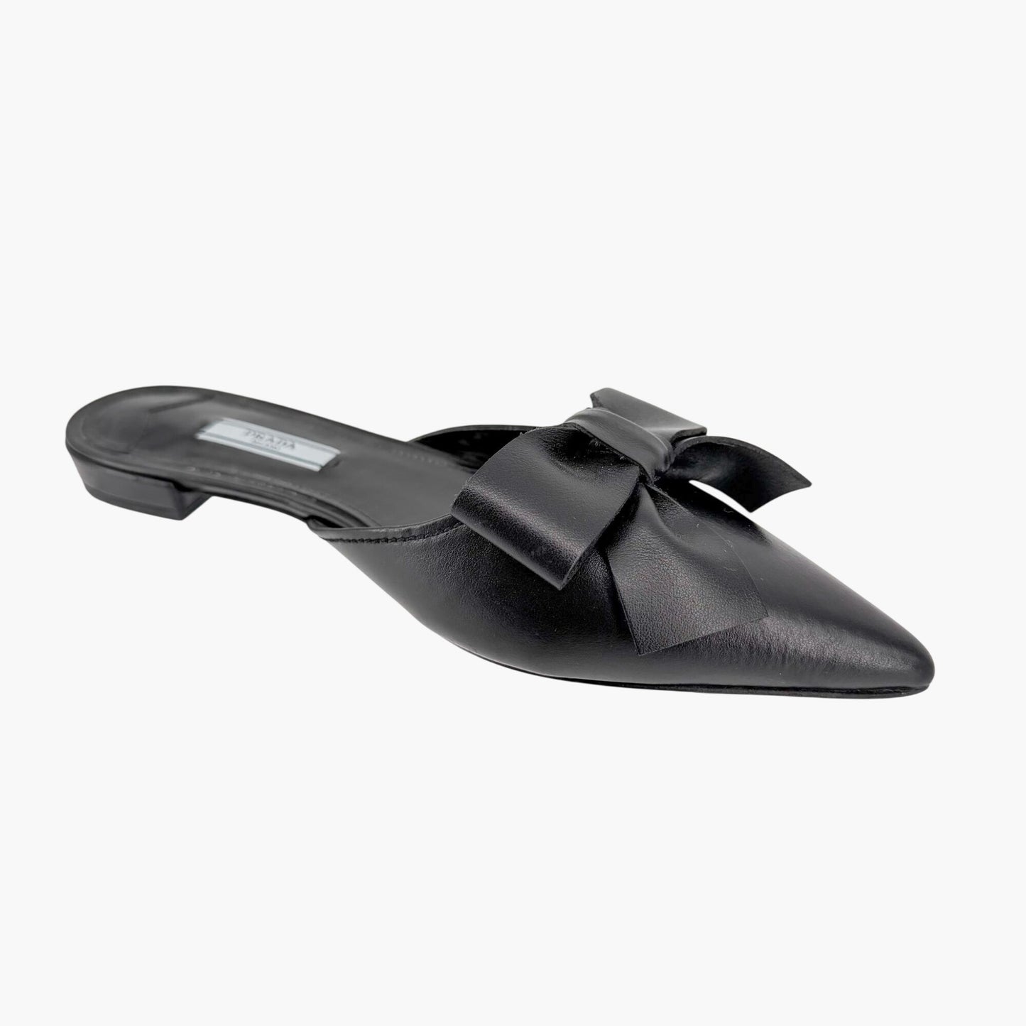 Prada Pointed Bow Mule Flats Black Size 38.5