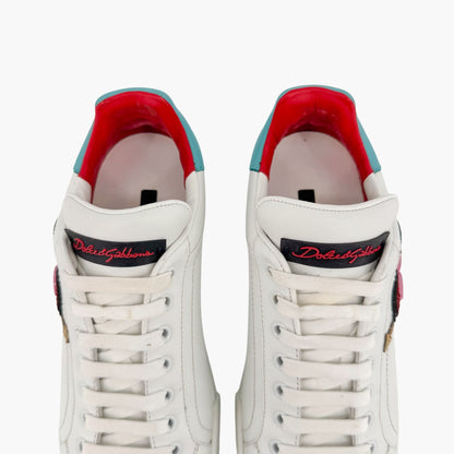 Dolce & Gabbana Portofino Heart Sneakers in White Leather – Size 39.5