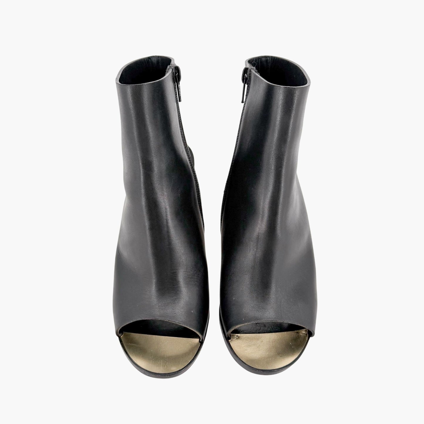 Chanel Peep Toe Wedge Booties Black Size 39