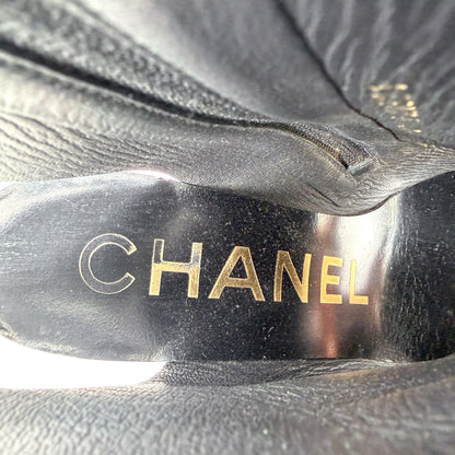 Chanel Peep Toe Wedge Booties Black Size 39