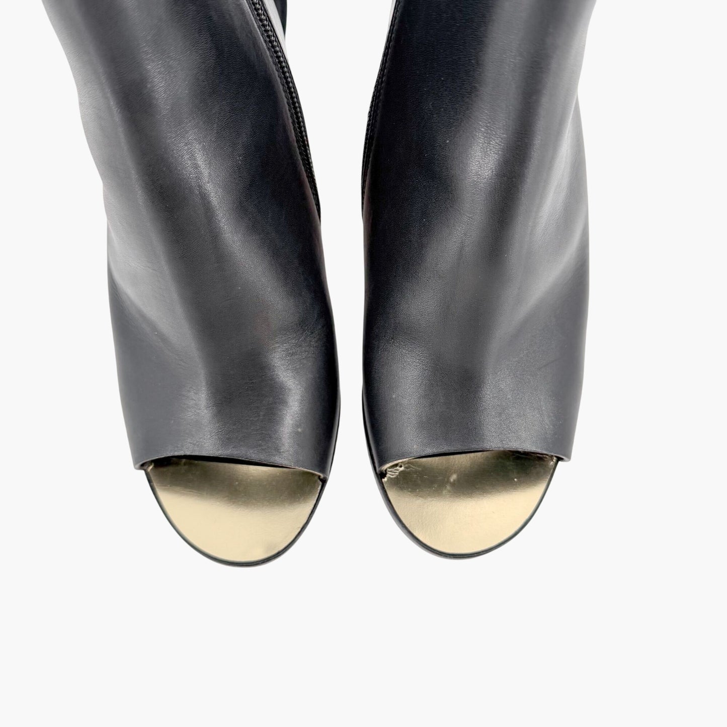 Chanel Peep Toe Wedge Booties Black Size 39