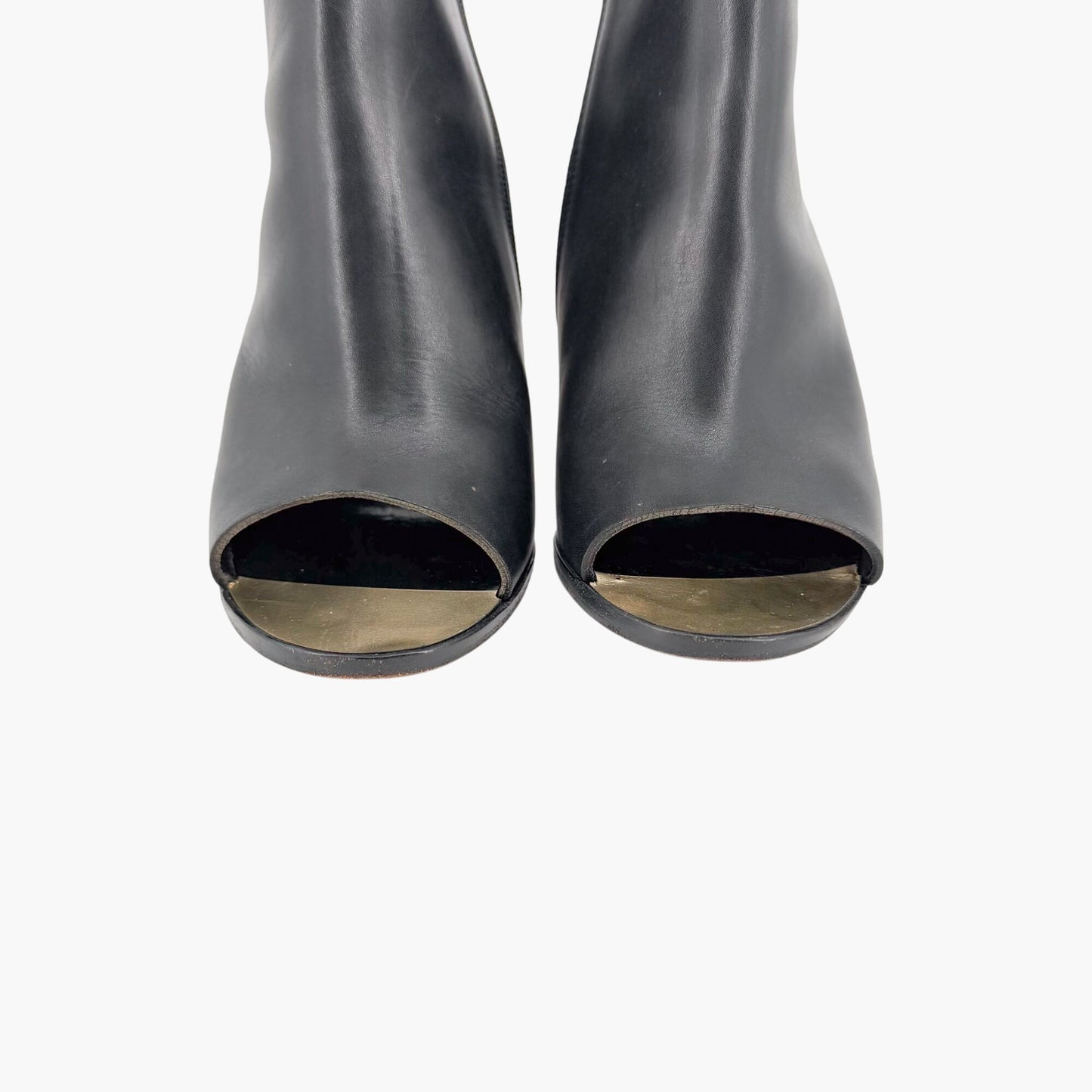 Chanel Peep Toe Wedge Booties Black Size 39