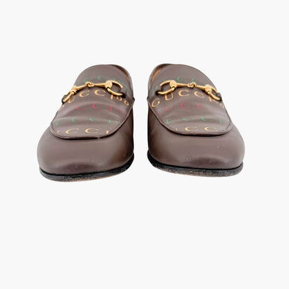 Gucci Brixton Horsebit Loafers in Brown Logo Leather – Size 37.5
