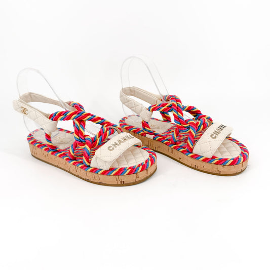 Chanel Twisted Rope Platform Sandals Multi Size 37
