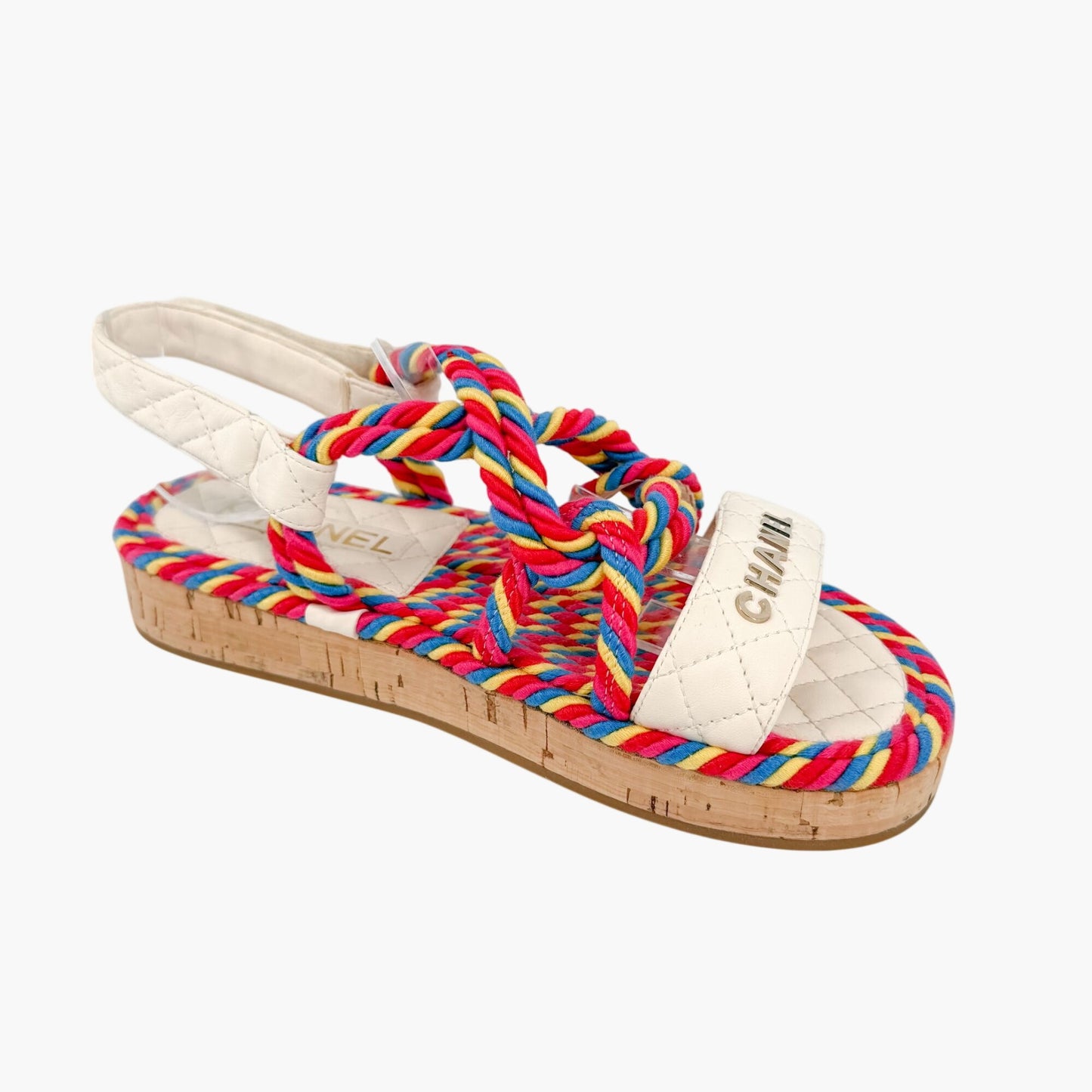 Chanel Twisted Rope Platform Sandals Multi Size 37