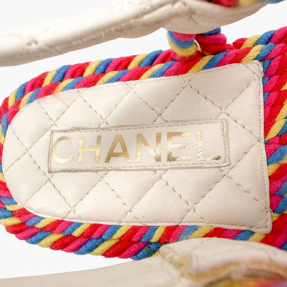 Chanel Twisted Rope Platform Sandals Multi Size 37