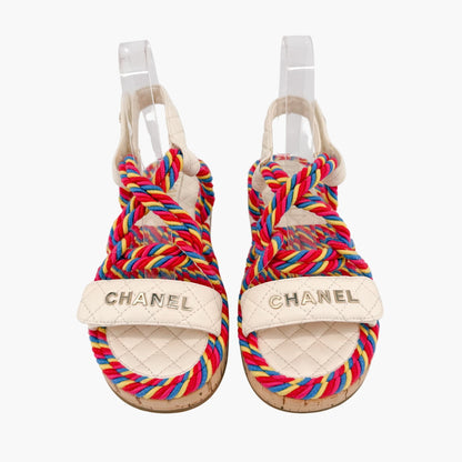 Chanel Twisted Rope Platform Sandals Multi Size 37