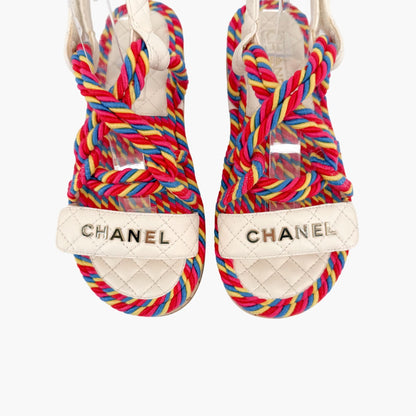 Chanel Twisted Rope Platform Sandals Multi Size 37