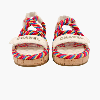 Chanel Twisted Rope Platform Sandals Multi Size 37