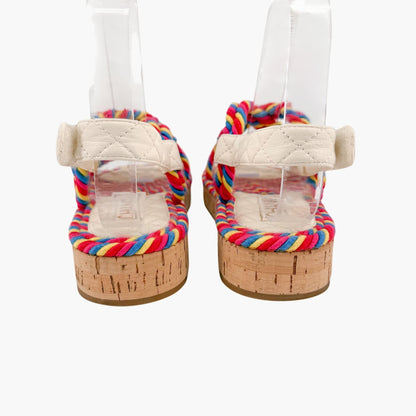 Chanel Twisted Rope Platform Sandals Multi Size 37