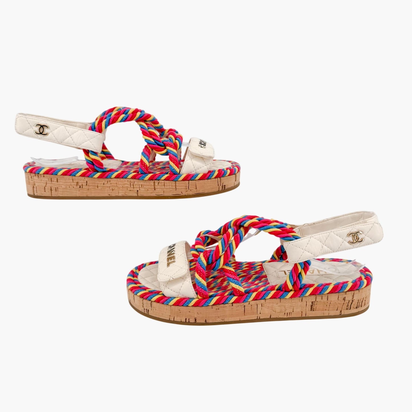 Chanel Twisted Rope Platform Sandals Multi Size 37