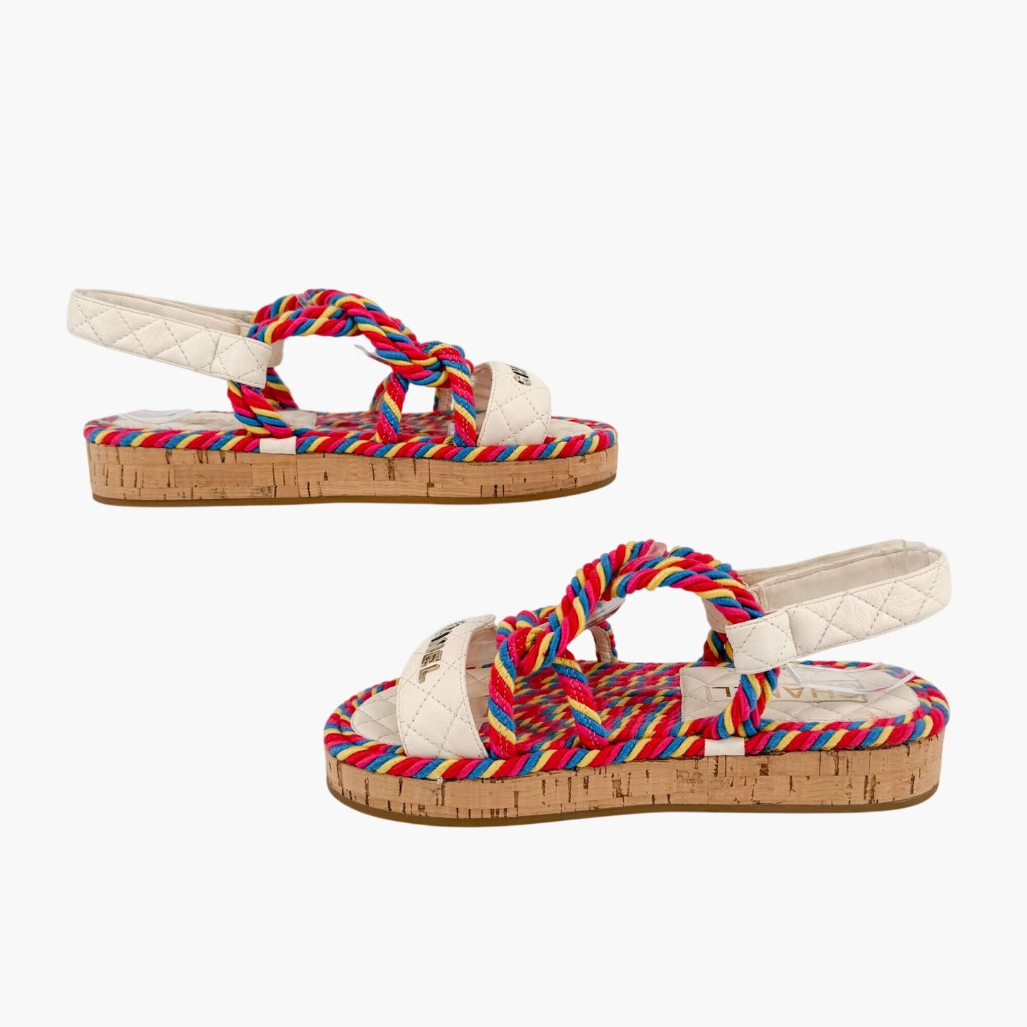 Chanel Twisted Rope Platform Sandals Multi Size 37