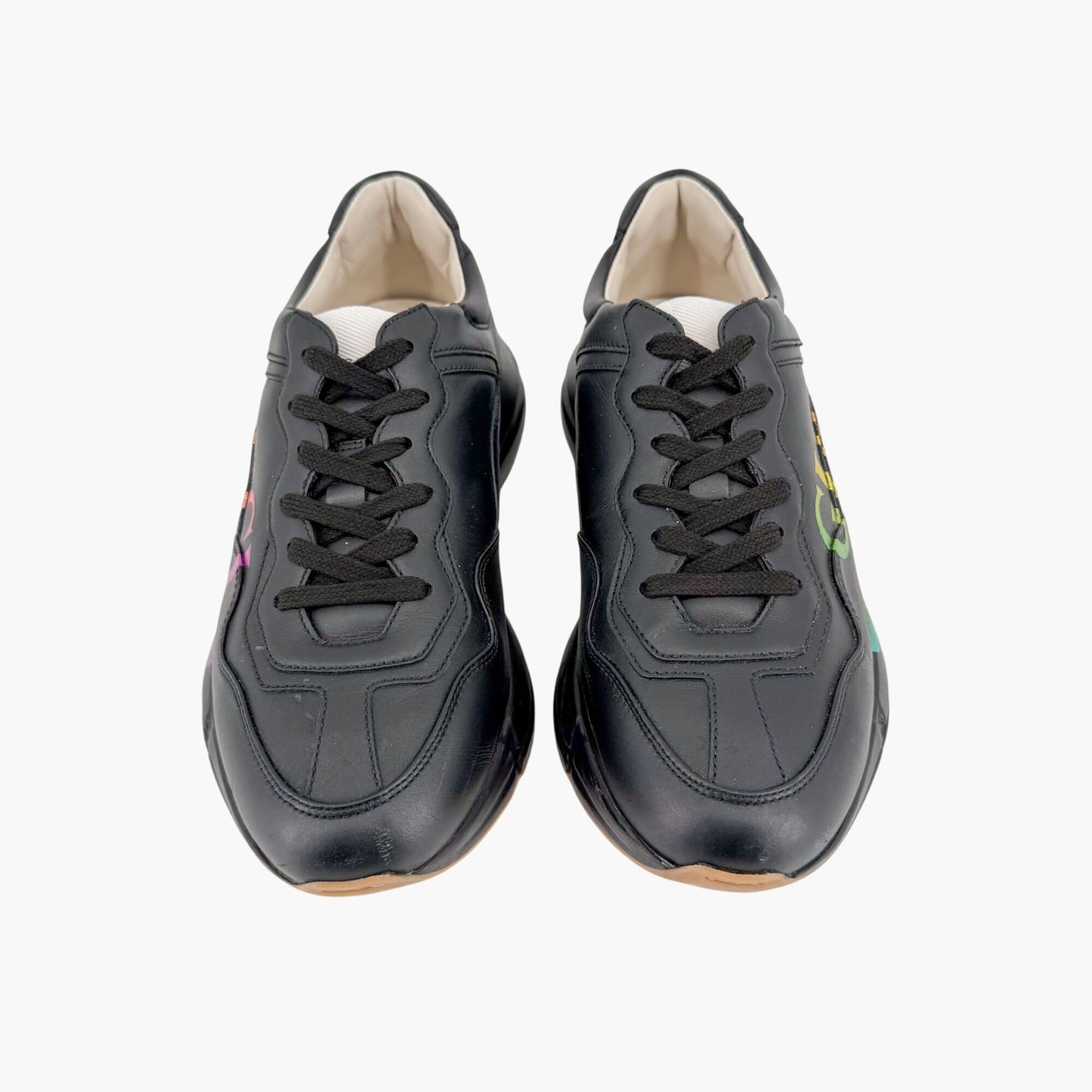 Gucci Rhyton Rainbow Logo Sneakers Black Size 37.5