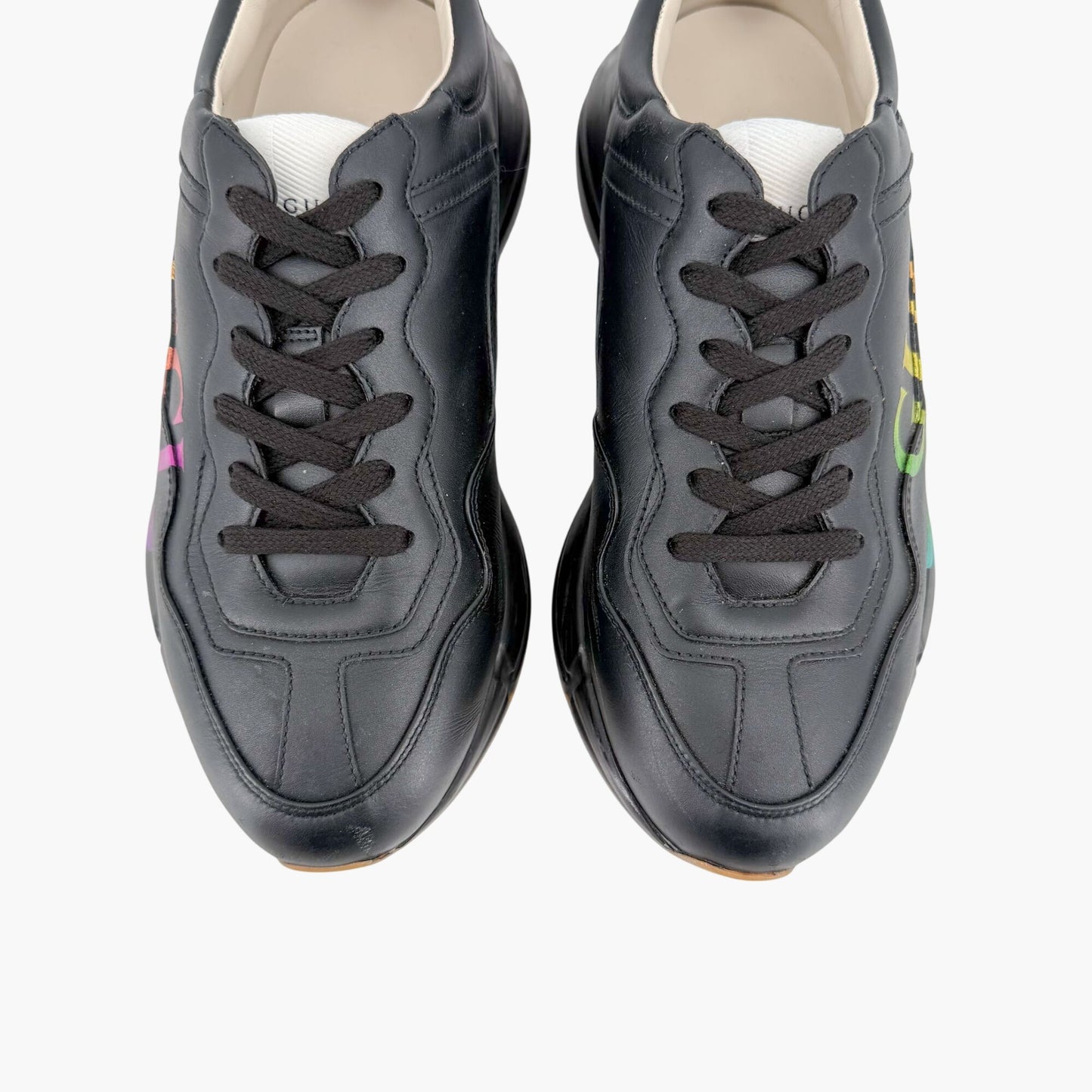 Gucci Rhyton Rainbow Logo Sneakers Black Size 37.5