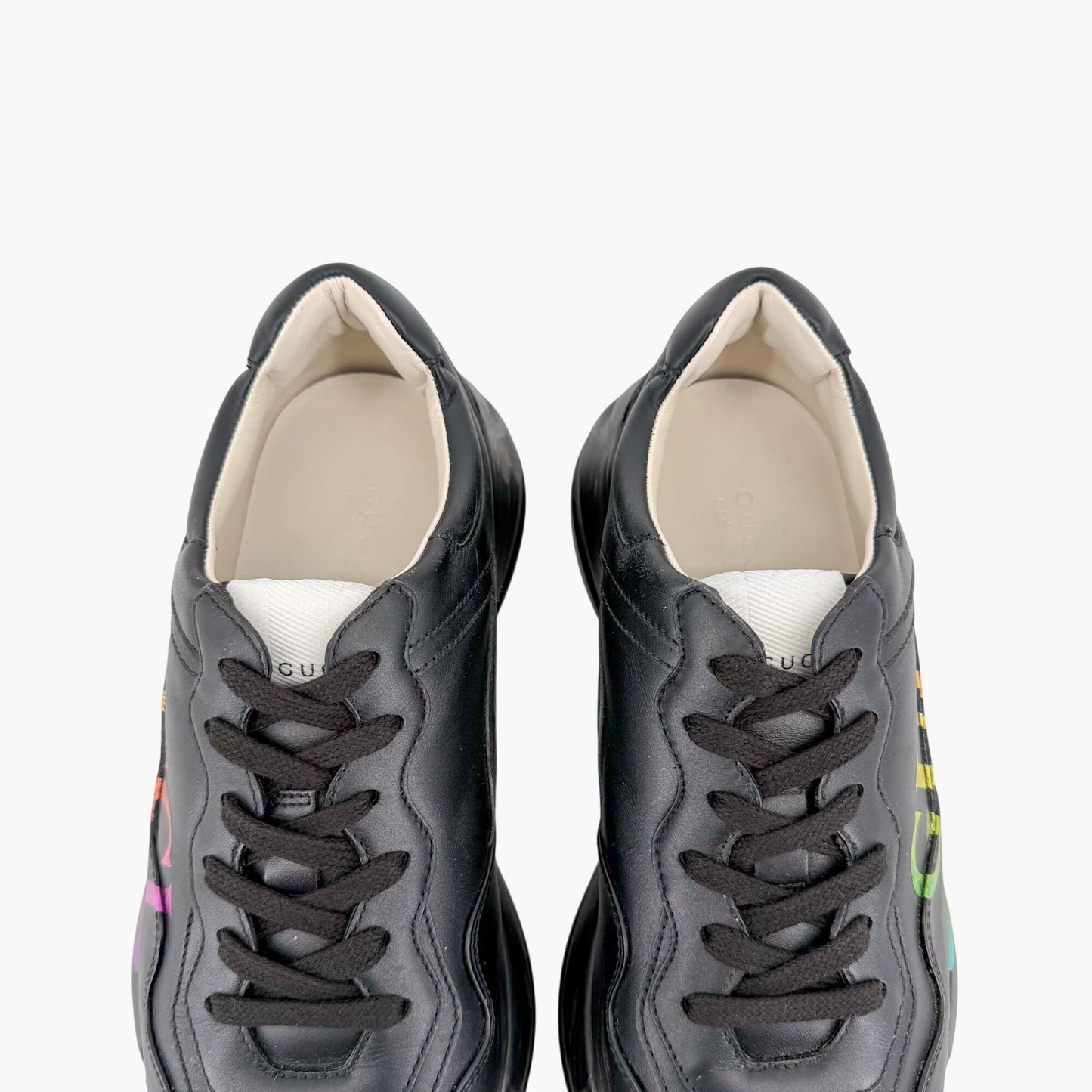 Gucci Rhyton Rainbow Logo Sneakers Black Size 37.5