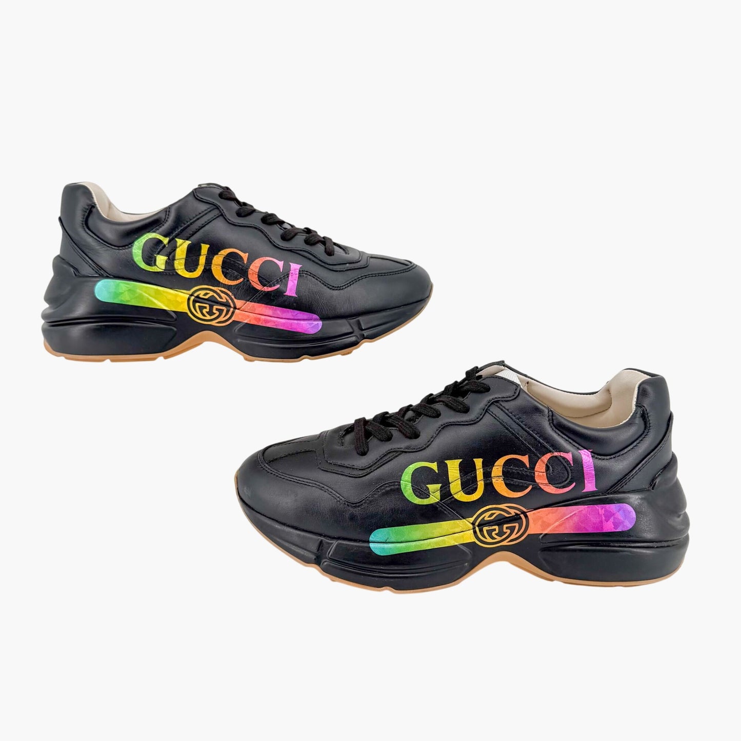 Gucci Rhyton Rainbow Logo Sneakers Black Size 37.5