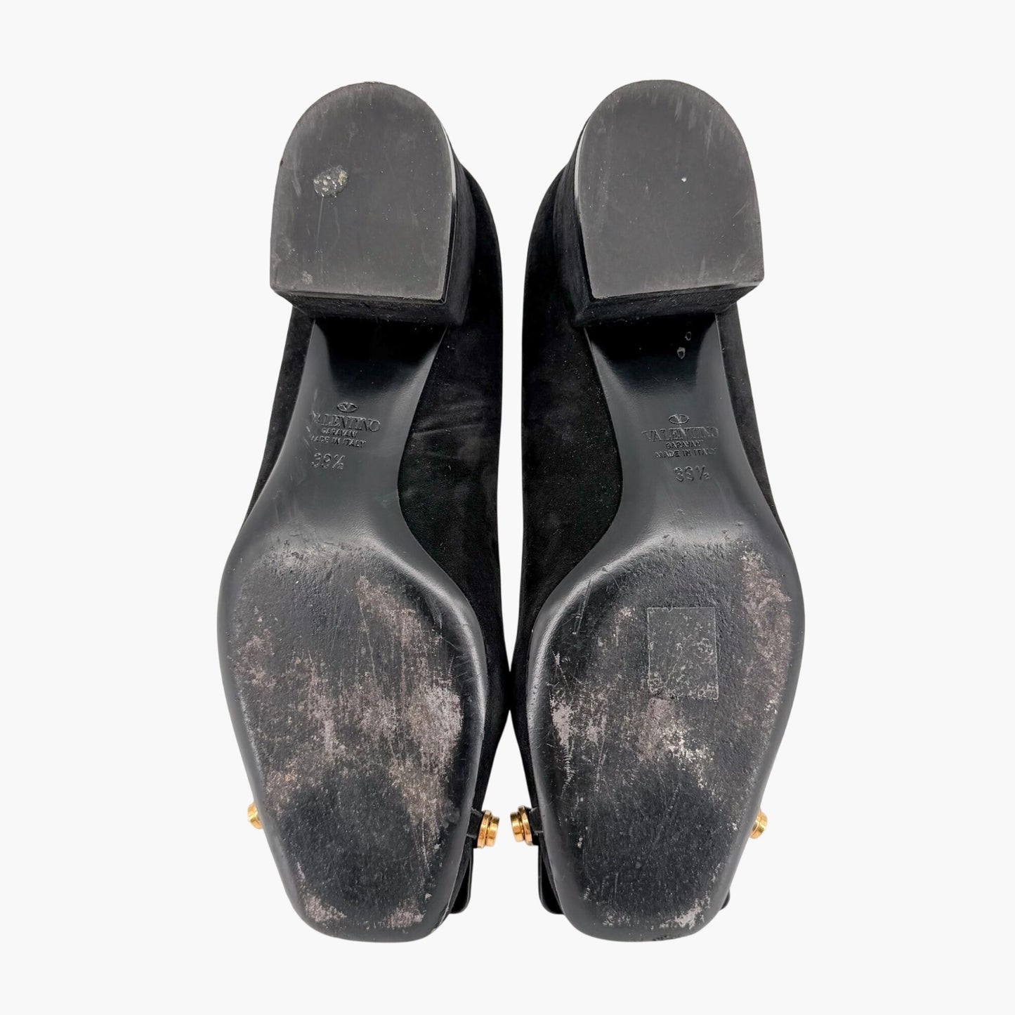 Valentino Garavani VLogo Fold Over Pumps Black Suede Size 39.5