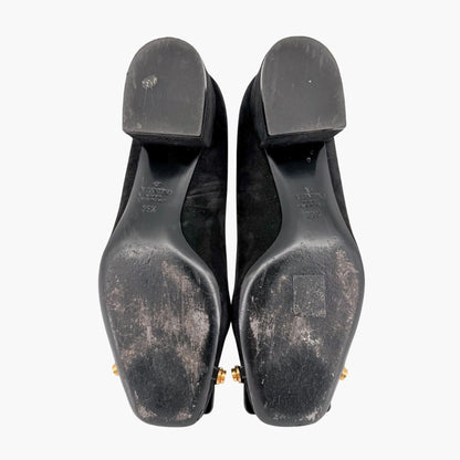 Valentino Garavani VLogo Fold Over Pumps Black Suede Size 39.5
