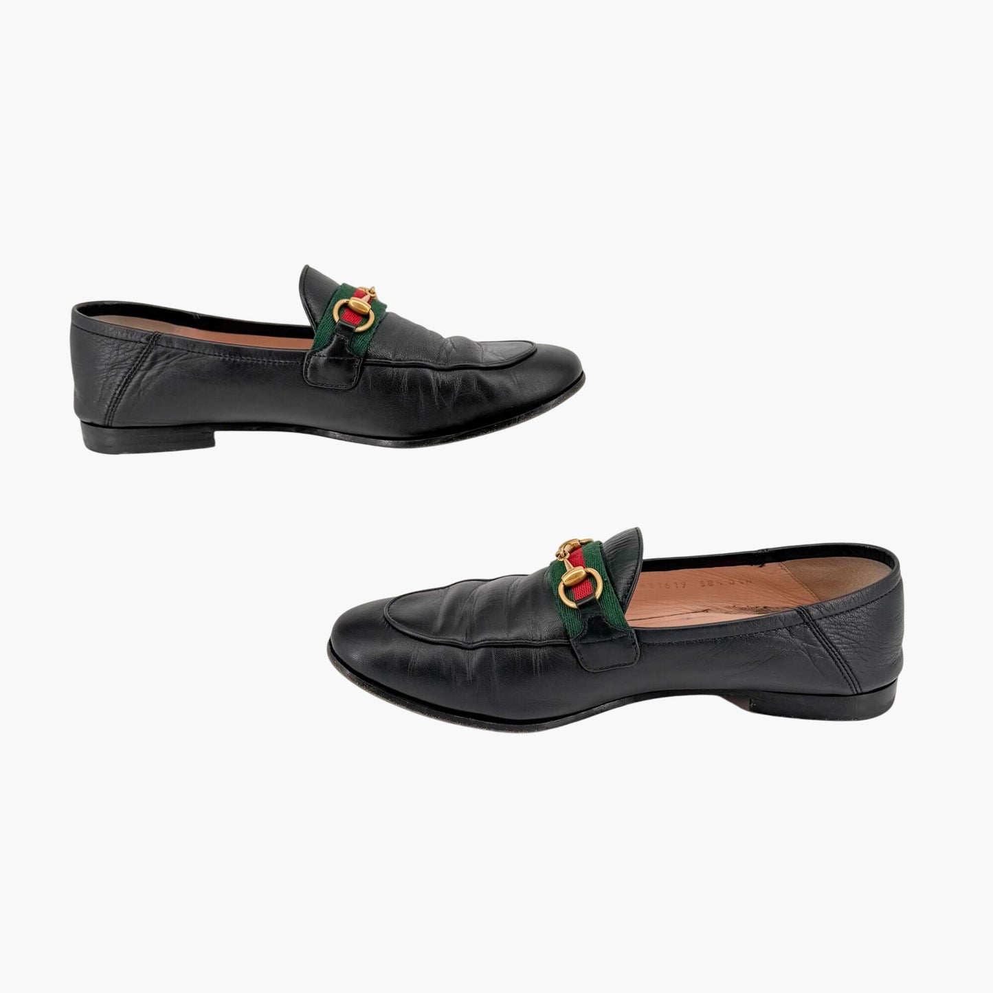 Gucci Brixton Horsebit Loafers Black Web Stripe Size 38.5