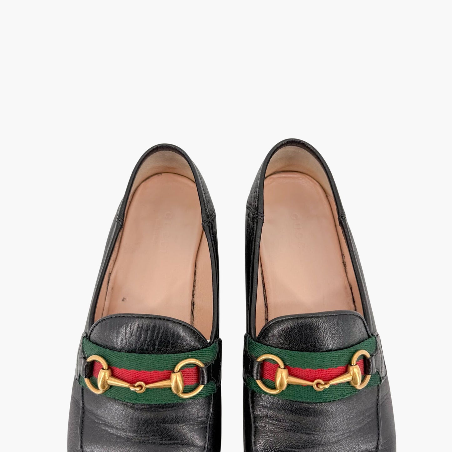 Gucci Brixton Horsebit Loafers Black Web Stripe Size 38.5