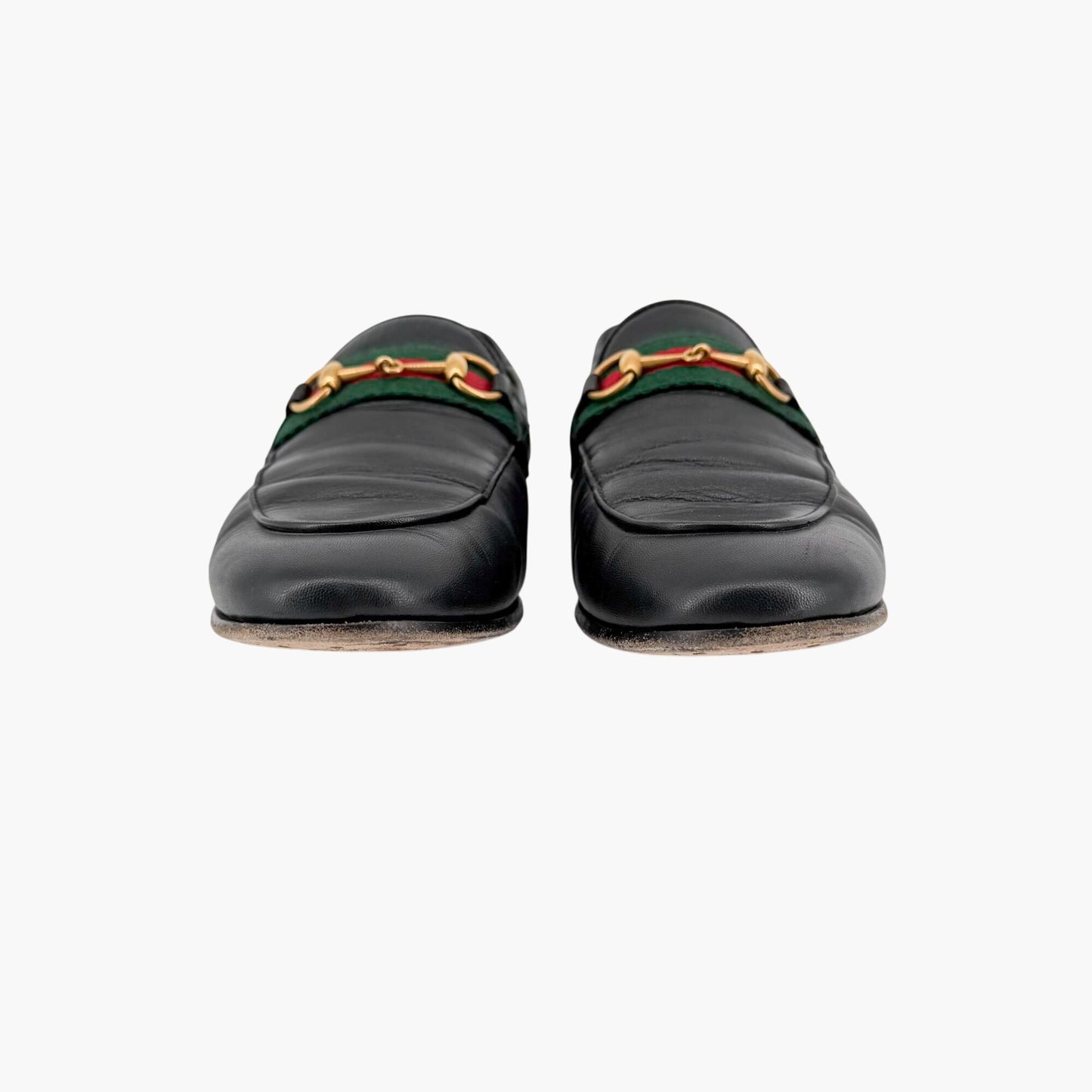 Gucci Brixton Horsebit Loafers Black Web Stripe Size 38.5