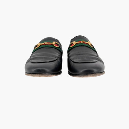 Gucci Brixton Horsebit Loafers Black Web Stripe Size 38.5