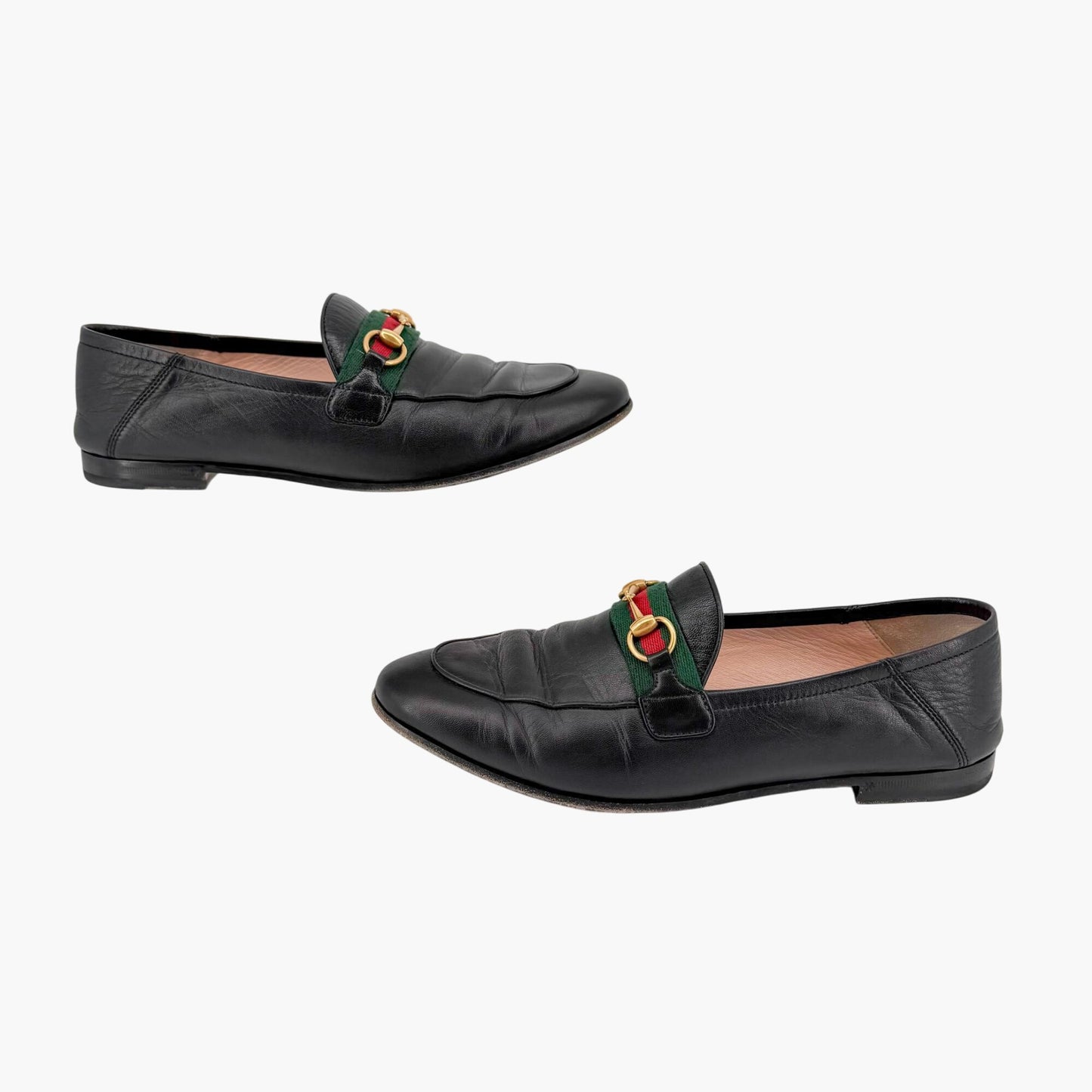 Gucci Brixton Horsebit Loafers Black Web Stripe Size 38.5
