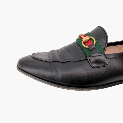 Gucci Brixton Horsebit Loafers Black Web Stripe Size 38.5