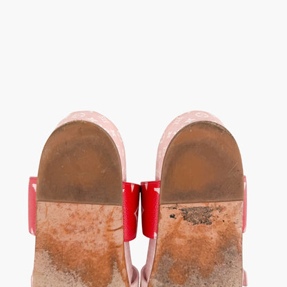 Louis Vuitton Bom Dia Pink Red Monogram Slide Sandals Size 38