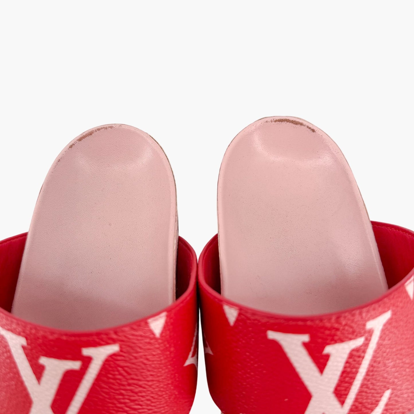Louis Vuitton Bom Dia Pink Red Monogram Slide Sandals Size 38