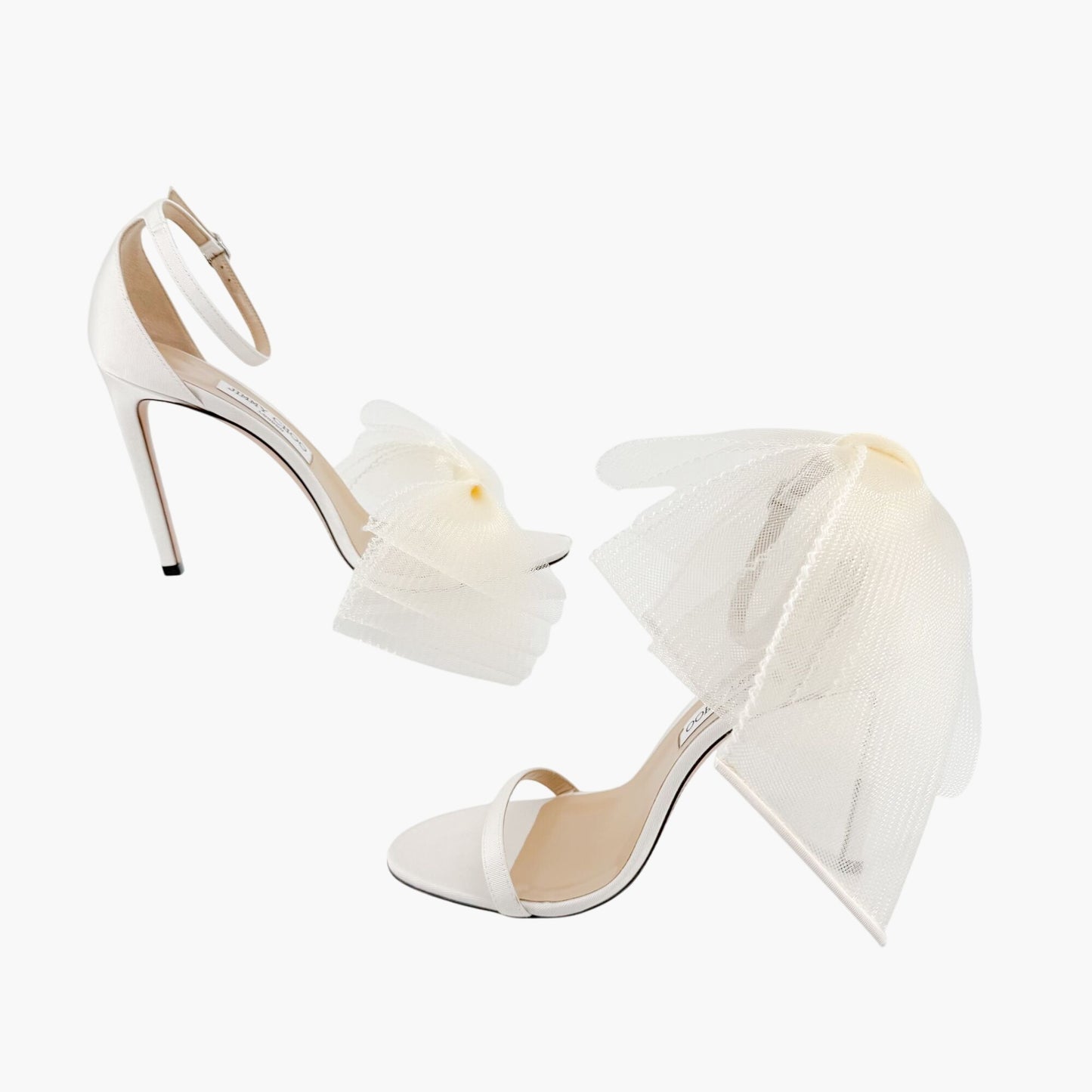 Jimmy Choo Aveline 100 Bow Sandals in Ivory Size 39.5