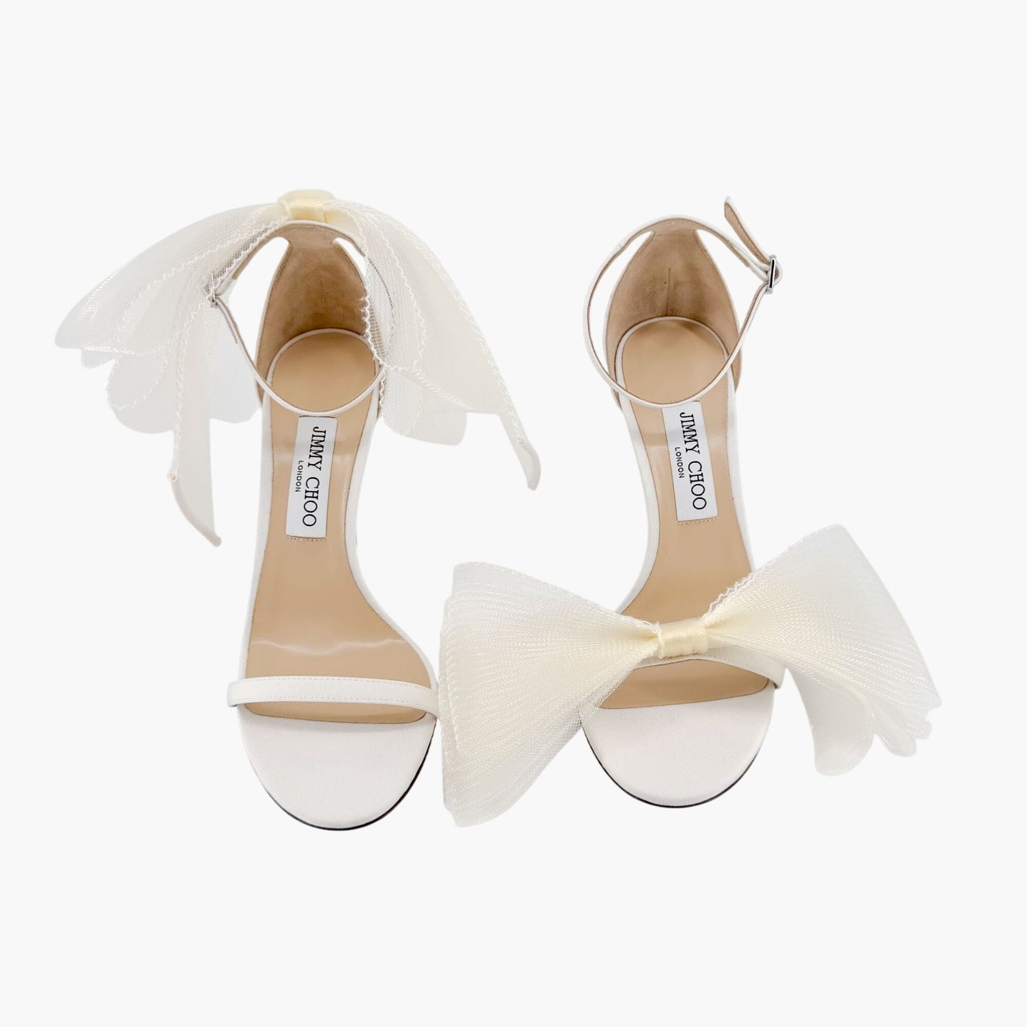 Jimmy Choo Aveline 100 Bow Sandals in Ivory Size 39.5