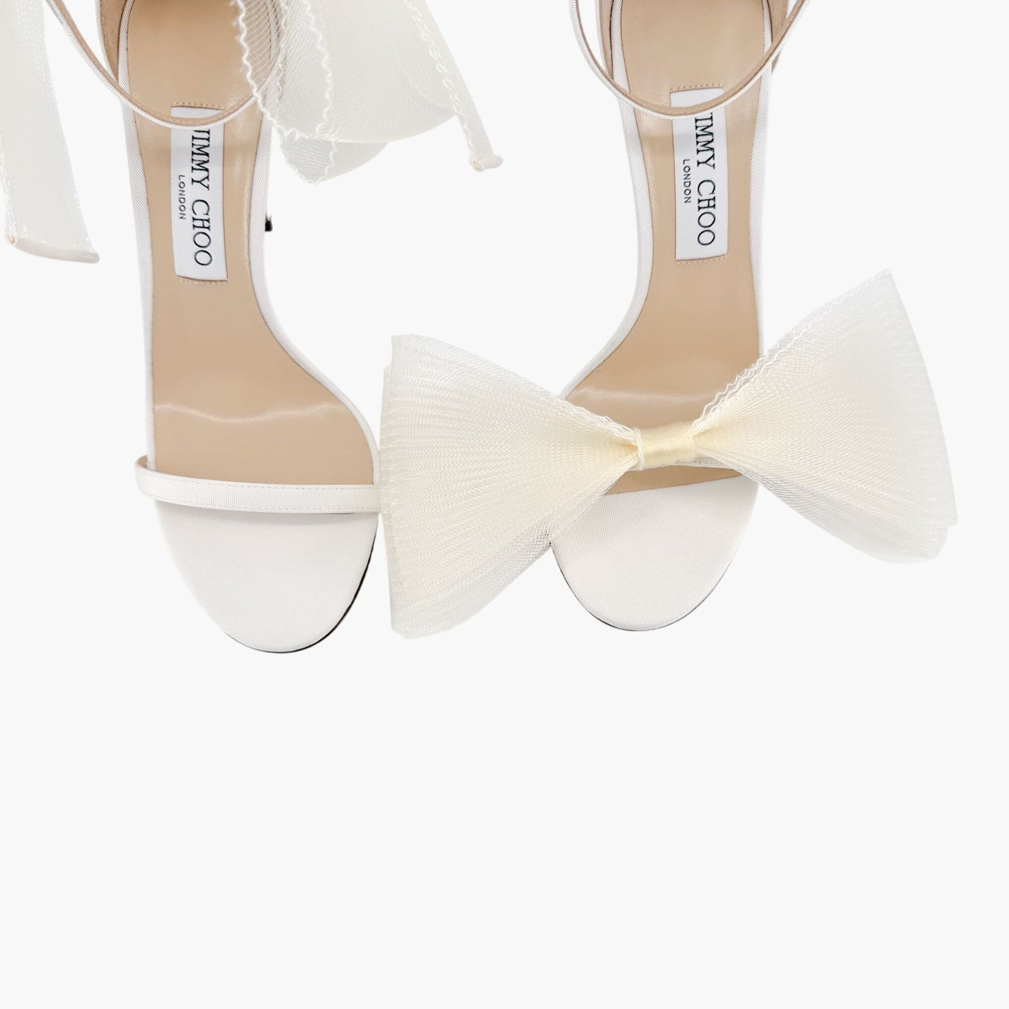 Jimmy Choo Aveline 100 Bow Sandals in Ivory Size 39.5