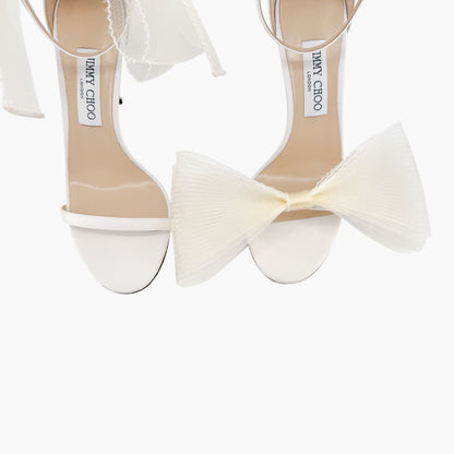 Jimmy Choo Aveline 100 Bow Sandals in Ivory Size 39.5