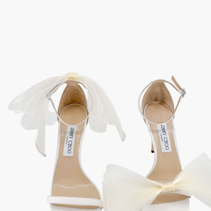 Jimmy Choo Aveline 100 Bow Sandals in Ivory Size 39.5