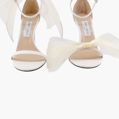 Jimmy Choo Aveline 100 Bow Sandals in Ivory Size 39.5