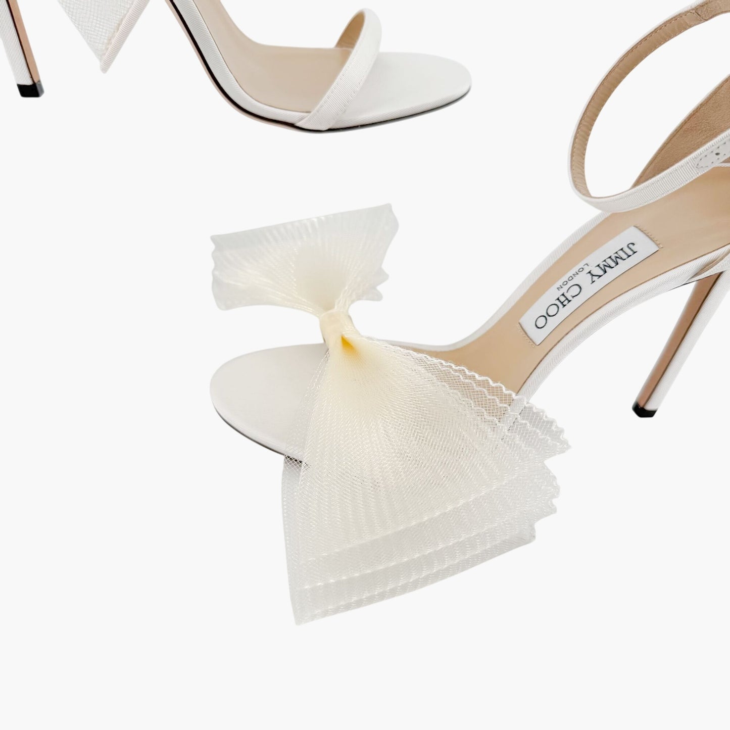 Jimmy Choo Aveline 100 Bow Sandals in Ivory Size 39.5