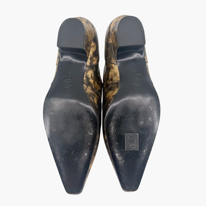 Chanel Pointed CC Oxford Shoes in Metallic Gold Leather Size 42