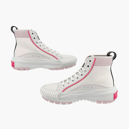 Louis Vuitton Squad Sneaker Boots in White Canvas with Pink Sole – Size 38