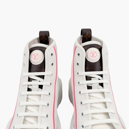 Louis Vuitton Squad Sneaker Boots in White Canvas with Pink Sole – Size 38