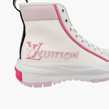 Louis Vuitton Squad Sneaker Boots in White Canvas with Pink Sole – Size 38