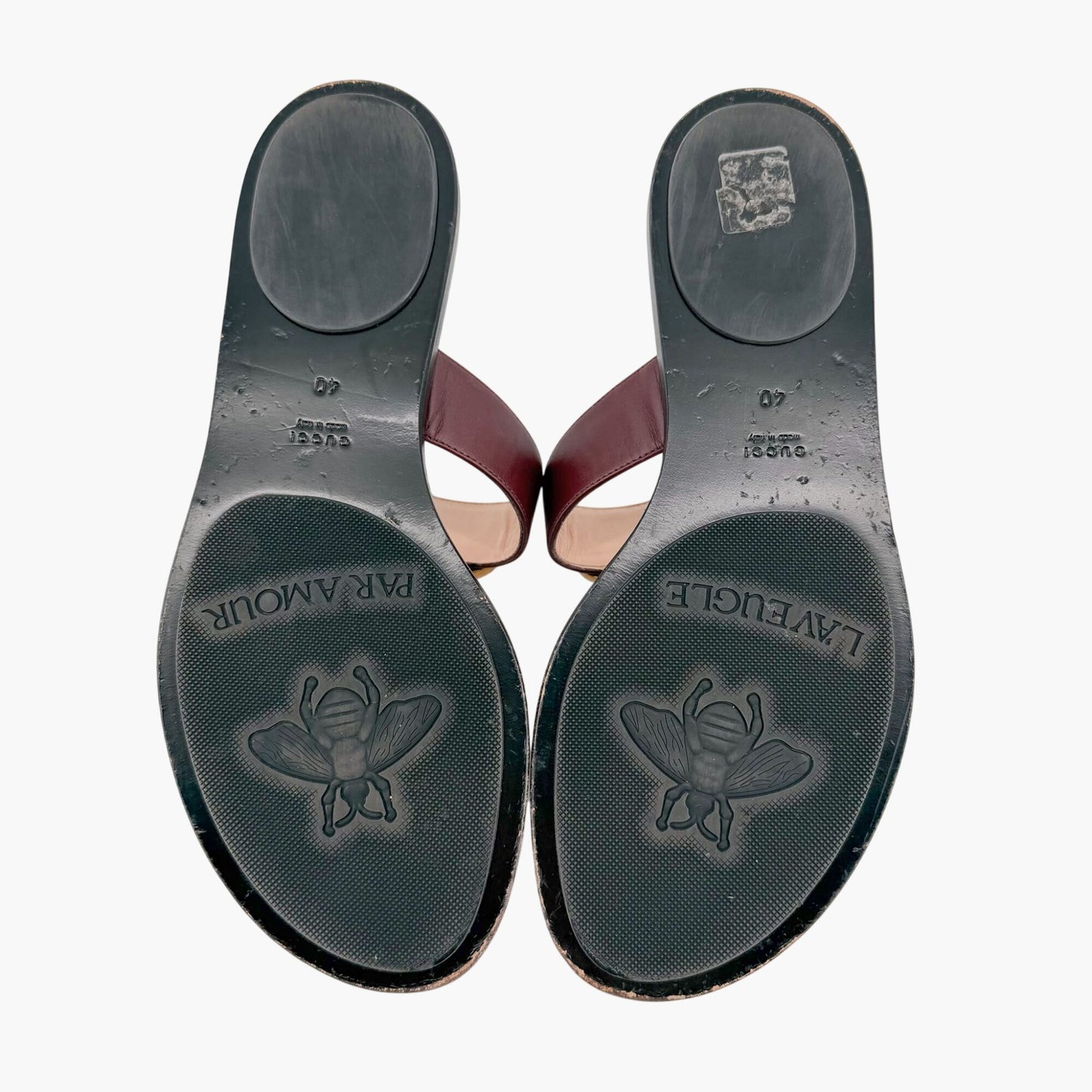 Gucci GG Marmont Thong Sandals in Brown Leather Size 40