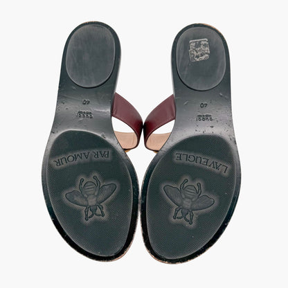 Gucci GG Marmont Thong Sandals in Brown Leather Size 40