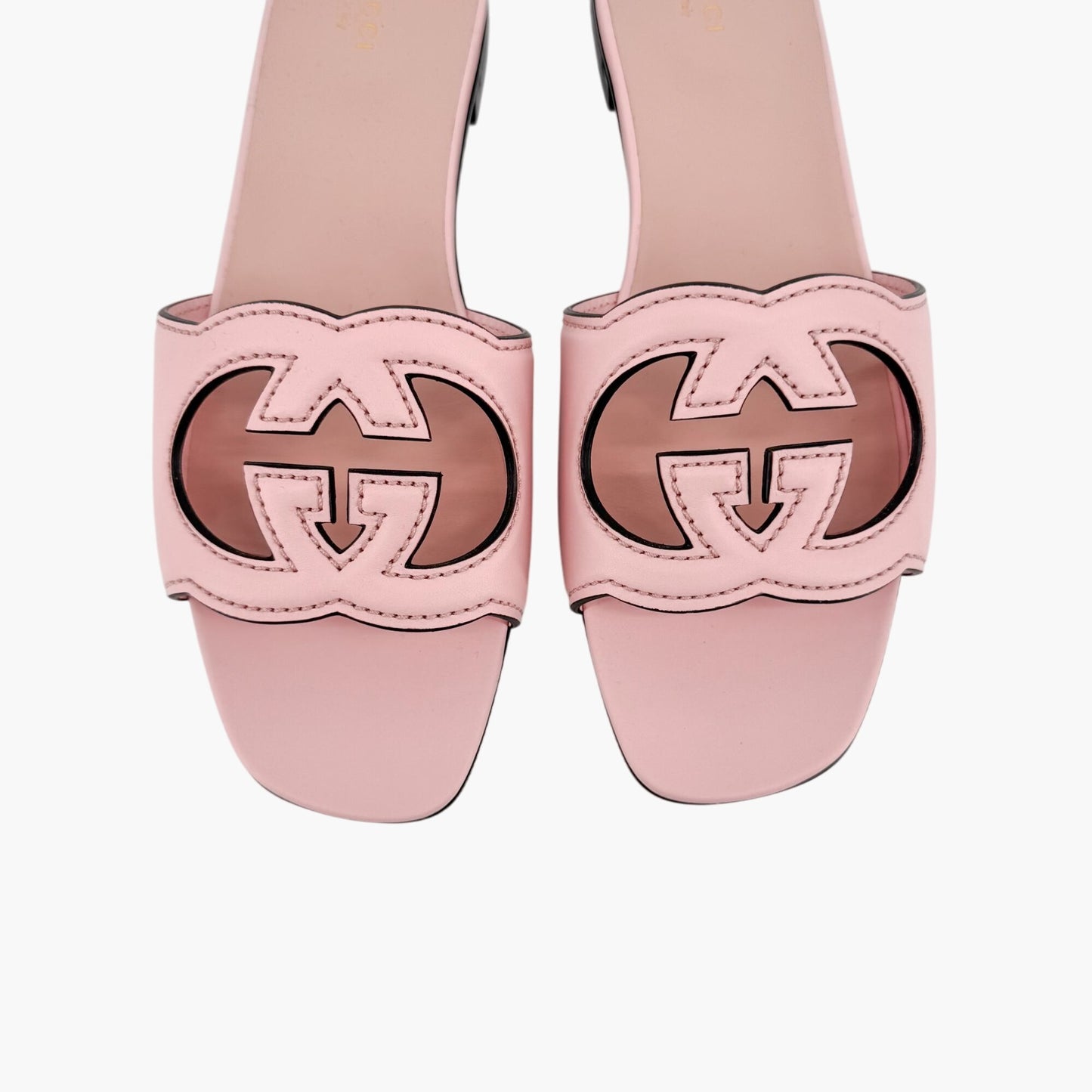 Gucci Cosmos Interlocking GG Cutout Slide Sandals in Pink Leather Size 40
