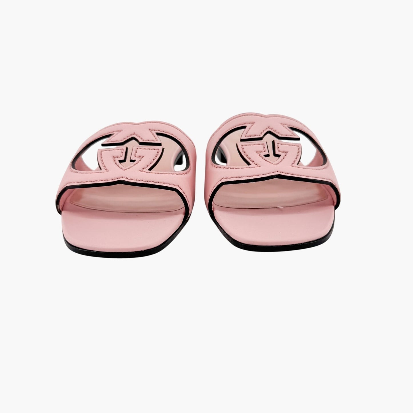 Gucci Cosmos Interlocking GG Cutout Slide Sandals in Pink Leather Size 40